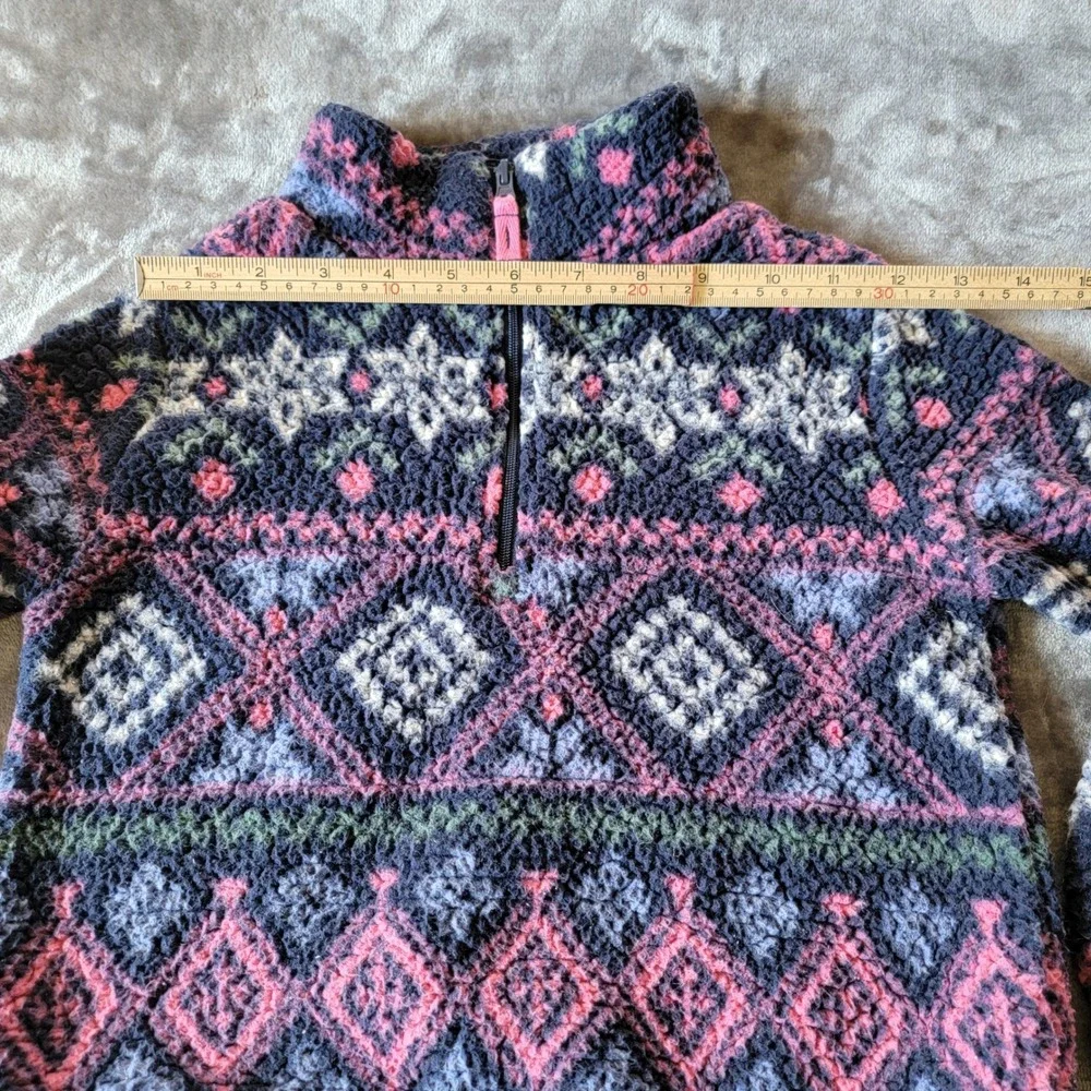 OshKosh B'gosh Fleece Pullover Quarter-zip Kids 6/6x Blue Pink Excellent 720